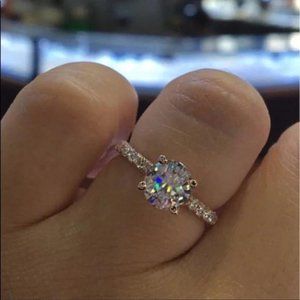 ENGAGEMENT 925 STERLING SILVER ROUND DIAMOND RING